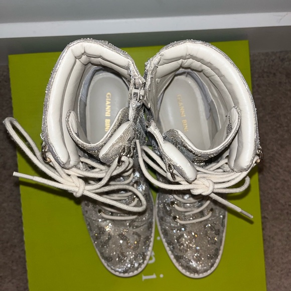 Gianni Bini Balynne Gold Combat Boots - Picture 3 of 8